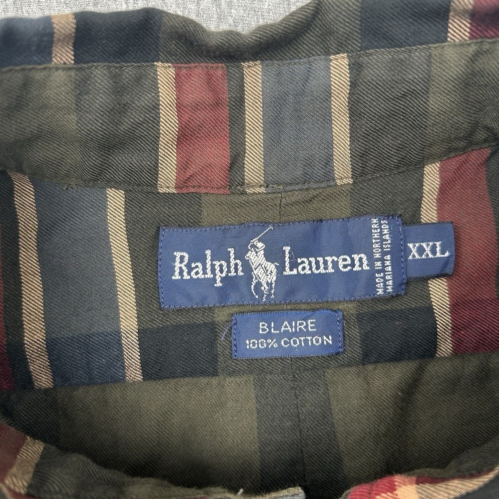 Ralph Lauren Blaire Shirt Mens XXL Green Blue Red Plaid Cotton Button Down - Picture 7 of 13